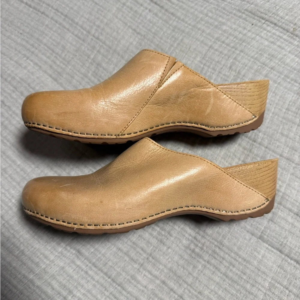 Dansko Tan Leather Mules - Picture 2 of 4